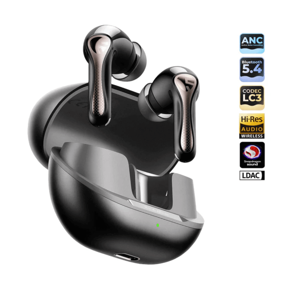 Soundpeats Écouteurs sans fil Air5 Pro - Bluetooth 5.4 - 37 heures d'autonomie - codec LDAC, ENC - 6 Micrpphones son stéréo - Black