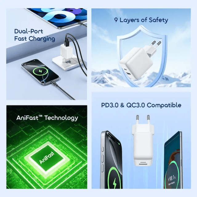 oraimo PowerCube 201 EU Type Plug 20W Charger Kit OCW-5203ECC – صورة 2 من 3