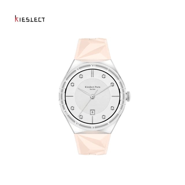 Kieslect Pura 3 Ultra-thin elegance, AMOLED AOD display, Bluetooth calling, and 111+ sports modes - Silver / Strap Pink Silicone – صورة 2 من 3