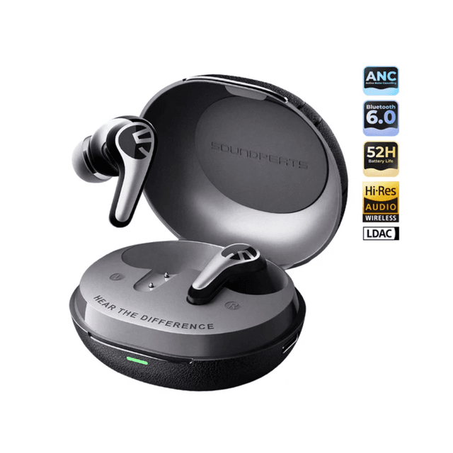 SOUNDPEATS C30, Hi-Res Audio, ANC hybride -52 dB, Bluetooth 6.0, jusqu’à 52 h d’autonomie - Black