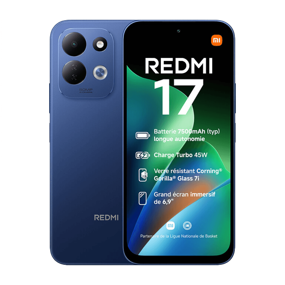 Redmi 17 6.9" NFC - ( 128GB - 4 Go RAM jusqu’à 8 Go) - 7500 mAh/45W - Helio G91 Ultra - Deep Blue
