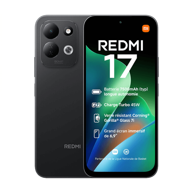 Redmi 17 6.9" NFC - ( 128GB - 4 Go RAM jusqu’à 8 Go) - 7500 mAh/45W - Helio G91 Ultra - Black