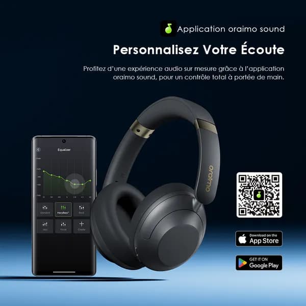 Oraimo BoomPop Pro Wireless Headphones Playtime: >82 hours (ANC Off), >53 hours (ANC On) - Light Gold – image 4 of 4