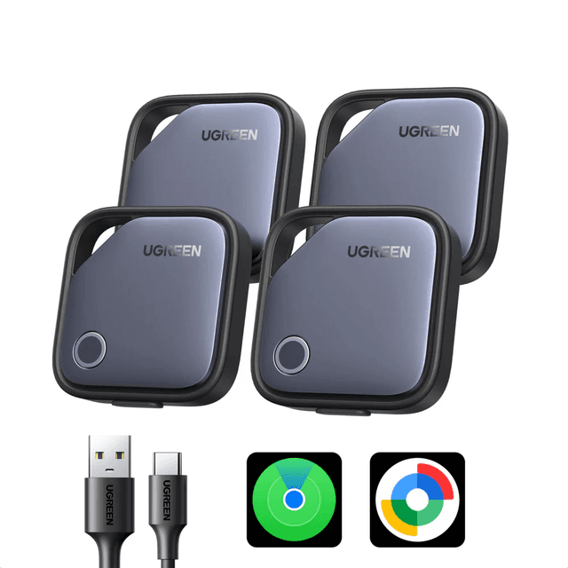 Ugreen Finder Pro 4-Pack of Smart Tag Bluetooth Item Finder USB C Rechargeable Battery for Apple Find My and Google Hub – image 2 of 8