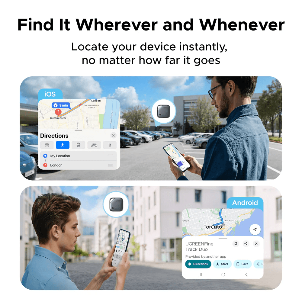 Ugreen Finder Pro 4-Pack of Smart Tag Bluetooth Item Finder USB C Rechargeable Battery for Apple Find My and Google Hub – image 6 of 8