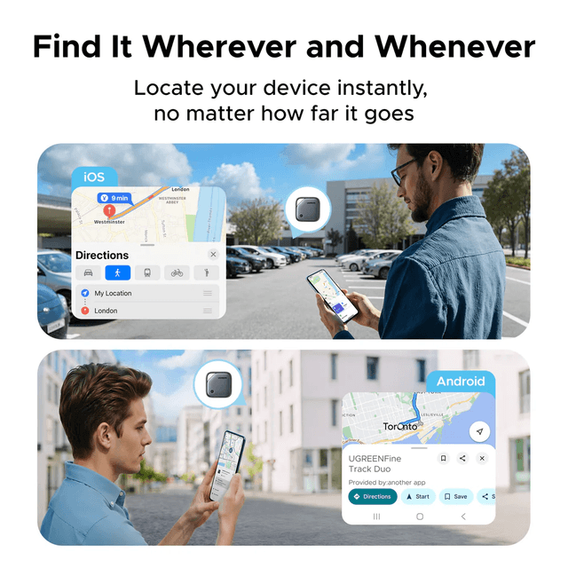 Ugreen Finder Pro 4-Pack of Smart Tag Bluetooth Item Finder USB C Rechargeable Battery for Apple Find My and Google Hub – image 6 of 8