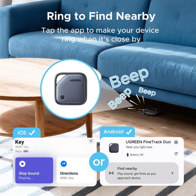 Ugreen Finder Pro 4-Pack of Smart Tag Bluetooth Item Finder USB C Rechargeable Battery for Apple Find My and Google Hub – image 7 of 8