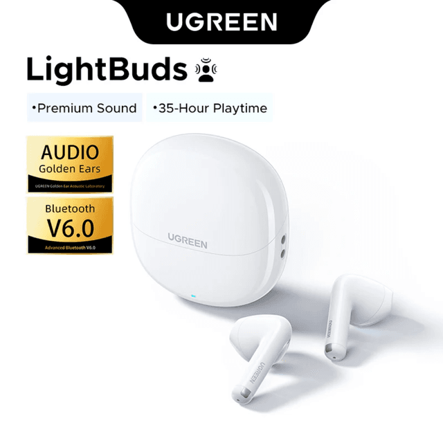 UGREEN LightBuds TWS écouteurs Bluetooth 6.0 casque sans fil APP écouteurs Audio spatial 4 micro appel réduction du bruit 35 heures- White – image 3 sur 6