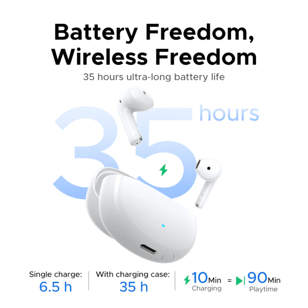 UGREEN LightBuds TWS écouteurs Bluetooth 6.0 casque sans fil APP écouteurs Audio spatial 4 micro appel réduction du bruit 35 heures- White – image 4 sur 6